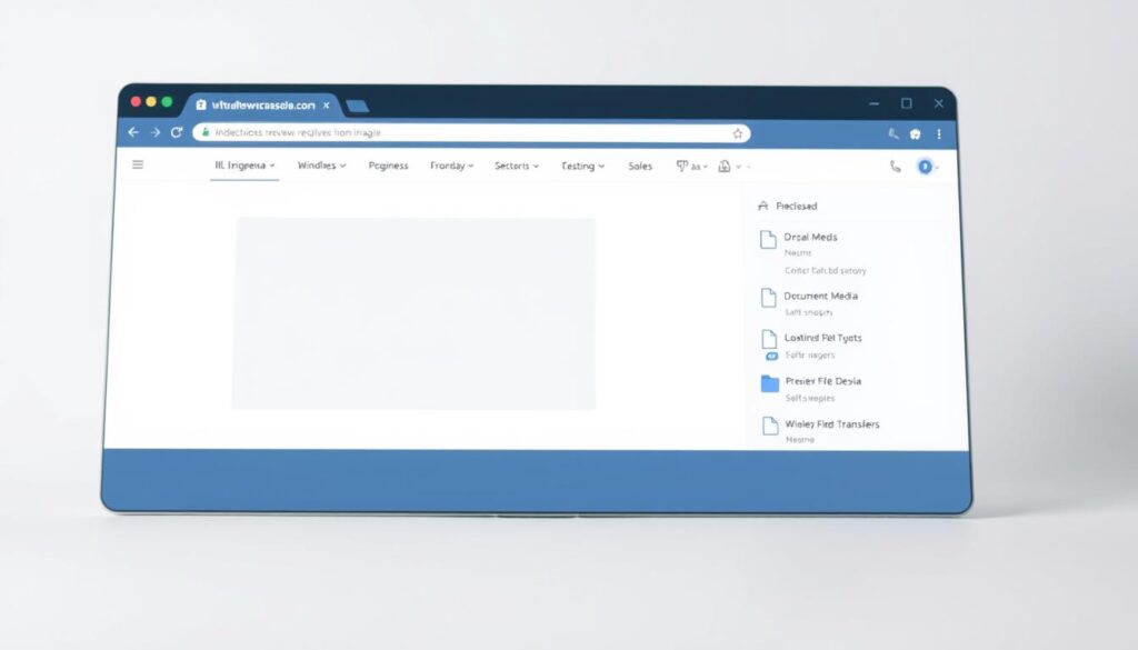 A sleek and minimalist web browser interface, showcasing a clean file selection area. The foreground features a large file preview pane, allowing users to preview documents, media, and other files before downloading. The middle ground displays a sidebar with neatly organized file and folder navigation, enabling seamless browsing and selection. The background maintains a subtle gradient or texture, creating a professional and modern aesthetic. The lighting is soft and diffused, ensuring a comfortable and inviting user experience. The camera angle is slightly angled, providing a dynamic and engaging perspective. The overall mood is one of efficiency, simplicity, and ease of use, perfectly capturing the essence of a wireless file transfer solution within a web-based interface.