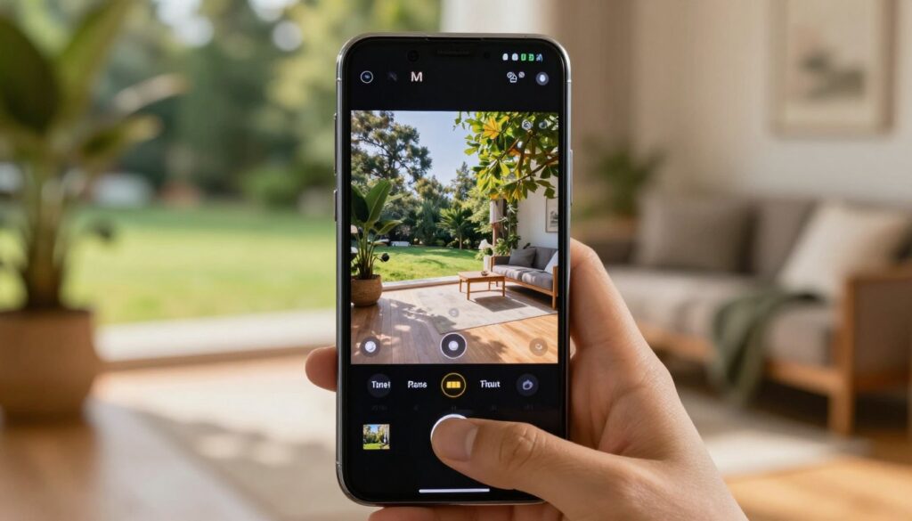 A close-up shot of a Samsung Galaxy M series smartphone, prominently featuring its camera lens and settings interface. In the foreground, the phone displays various camera optimization tips such as enhancing lighting and adjusting focus. The middle ground shows a well-lit, natural setting, like a park or home, showcasing the phone capturing vibrant images of nature or daily life. The background includes soft bokeh effects of greenery or indoor decor, creating an inviting atmosphere. The lighting is warm and inviting, suggesting a bright day, with shadows softly falling to enhance depth. The mood is encouraging and informative, illustrating practical usage for everyday photography. A close-up shot of a Samsung Galaxy M series smartphone, prominently featuring its camera lens and settings interface. In the foreground, the phone displays various camera optimization tips such as enhancing lighting and adjusting focus. The middle ground shows a well-lit, natural setting, like a park or home, showcasing the phone capturing vibrant images of nature or daily life. The background includes soft bokeh effects of greenery or indoor decor, creating an inviting atmosphere. The lighting is warm and inviting, suggesting a bright day, with shadows softly falling to enhance depth. The mood is encouraging and informative, illustrating practical usage for everyday photography.